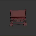 Traditional Red Carved Chair Featuring Intricate Patterns and Ornate Base