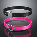 Black And Pink Collars With Heart Shaped Metal Buckle Fashion Accessory