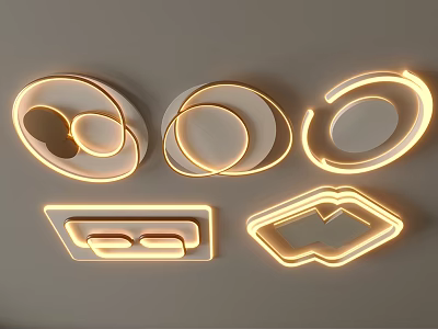 Modern LED Ceiling Lights with Various Circular and Geometric Shape Designs 3d model