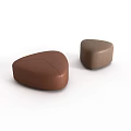 Modern Triangular Leather Sofa Stools In Brown And Light Brown Tones 3d model