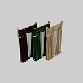 Elegant Pleated Red Green And Beige Curtains With White Sheer Layers