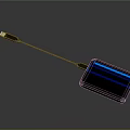 Portable USB Storage Device With Black Body Blue Stripe And Attached Cable