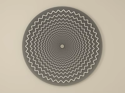 Circular Wall Decor with Gray Background and White Zigzag Radiating Patterns in Concentric Design 3d model
