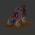 Steampunk Crawler Vehicle With Two Figures And Cannon Like Mechanical Structure On Muddy Ground