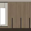 Minimalist Wooden Wardrobe With Vertical Panel Design And Sleek Metal Handles