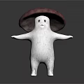Cute Anthropomorphic Mushroom Figure With White Body Dark Purple Cap And Outstretched Arms