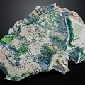 Detailed 3D Mountainous Terrain Model With Green Vegetation And Varied Landforms