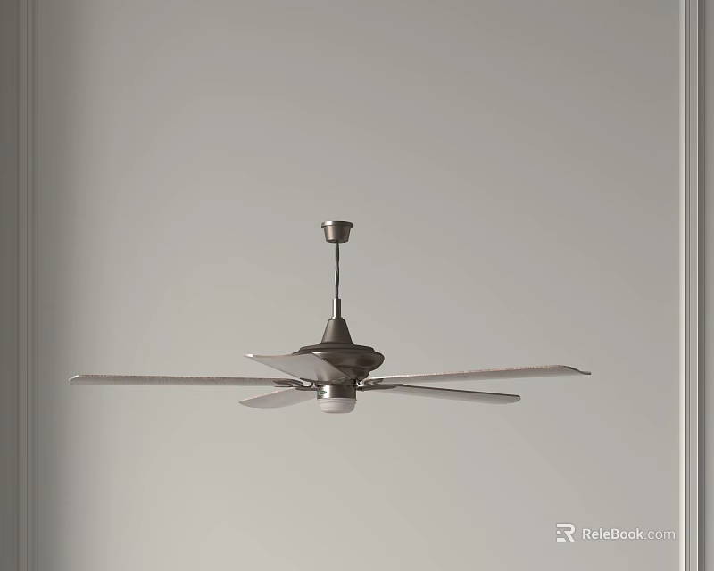 Modern Ceiling Fan Chandelier With Metal Blades And Lighting Fixture 3d model 