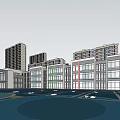 Modern Urban Building Complex With Glass Facades And Mixed Rise Structures