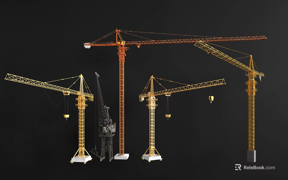 Public Infrastructure Construction Cranes With Modern Design And Various Models 3d model 