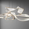 Modern Ribbon Like Design Chandelier With Curved Metallic Frame And LED Illumination