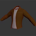Stylish Brown Leather Jacket With White T-Shirt Long Sleeves And Collared Design