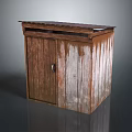 Old Wooden Cabinet With Weathered Surface And Double Doors Storage Furniture