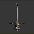 Mythical Dragon With Spread Red Orange Wings White Horns And Scaled Body