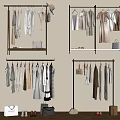 Fashion Clothing Display With Hanging Racks Apparel Hats Bags And Shoes
