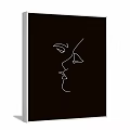 Modern Minimalist Single Line Face Silhouette Art On Black Wall Decor
