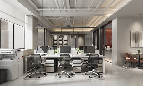 modern office area office hall open office area 3d model