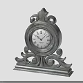 Mantel Clock In Gray With Ornate Design White Dial And Roman Numerals
