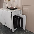 Modern Minimalist Dining Table Set with White Marble Cabinet Black Wooden Chair and Decorative Vase