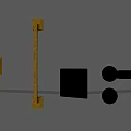 Sleek Modern Golden And Black Metal Door Handles With Rectangular Design On Gray Surface