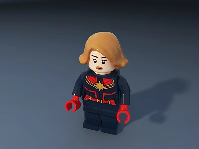 Toy Doll With Blonde Hair Dark Blue Uniform Red And Yellow Emblem And Red Gloves 3d model