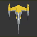 Yellow And Gray Streamlined Spacecraft With Multiple Engines For Cosmic Exploration 3d model
