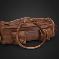 Brown Leather Duffel Bag with Handles and Adjustable Shoulder Strap Classic Design 3d model