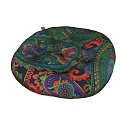 Colorful Circular Cushion for Single Seater Sofa with Paisley and Floral Patterns