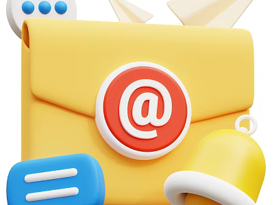 Yellow Folder With Email Envelope At Symbol Chat Bubble And Bell 3d model