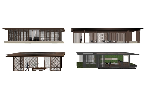 New Chinese style pavilion porch leisure pavilion 3d model