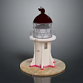 Lighthouse Shaped Decorative Furniture With Red Top And White Tower Base