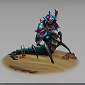 Mythical Scorpion Creature With Vibrant Armored Exoskeleton Desert Base And Glowing Elements 3d model