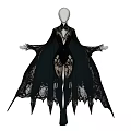 Elegant Model In Black Lace Cape And Bodysuit With Dramatic Design