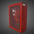 Red Fire Equipment Cabinet With Transparent Door And Fire Hose Inside 3d model
