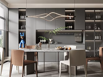 Italian Light Luxury Restaurant Wine Cabinet 3d model