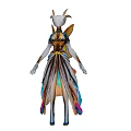 Elegant Colorful Fairy Figurine With Flowing Multicolored Dress And Artistic Wings