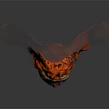 Detailed Game Movie Character Head With Red Hair and Fierce Facial Expression