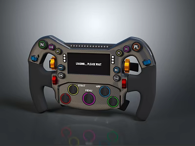 Multifunctional Racing Style Steering Wheel With Colorful Buttons Display And Carbon Fiber Design 3d model