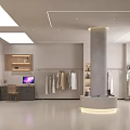 Modern Clothing Store Interior With Hanging Racks Mannequins And Bright Lighting