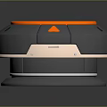 Modern Circular Device With Gray Body Orange Rim White Dial And Pointer