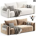 Modern Sofa Set With Cozy Fabric Plaid Pillows Knit Blankets And Color Options
