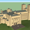 Ancient Architecture With Tall Towers Round Clock And Classical Stone Design On Green Lawn