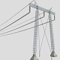 High Voltage Transmission Tower Industrial Equipment With Metal Structure And Power Lines