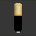 Professional Golden Microphone With Black Base And Metallic Mesh Top