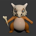 Game and Movie Character With Pink Head White Skull Helmet Orange Body Holding Bone Standing
