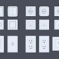 Various Modern Switch Panels With Sockets And Different Designs For Home Electrical Use 3d model