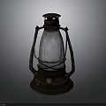 Vintage Rustic Lantern With Glass Shade And Metal Frame Design