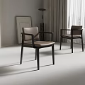 Modern Single Chair With Light Brown Leather Seat And Black Metal Frame