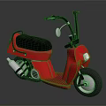 Red Modern Scooter With Black Seat Rearview Mirror And Exhaust Pipe Design