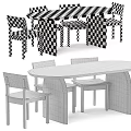 Modern Wooden Dining Table And Chairs Set With Walnut Finish And Minimalist Design